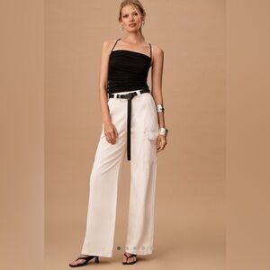 Anthropologie HUDSON White High-Rise Cargo Wide Leg Jeans Size 30 (Petite)